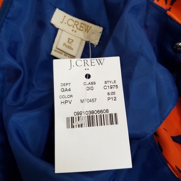 NWT! J. CREW Blue with Orange Printed Size 12 Dress - Picture 5 of 8